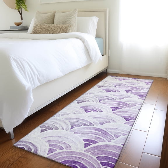 Addison Rugs Mayfield Washable Coastal Arches Purple Runner Rug, 2'3" x 7'6"