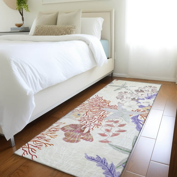 Addison Rugs Mayfield Washable Coastal Coral Spice Runner Rug, 2'3" x 7'6"