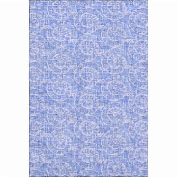 HomeRoots 646103 10 x 14 ft. Blue & Ivory Geometric Coastal Washable Machine Made Rectangle Area Rug with UV Protection