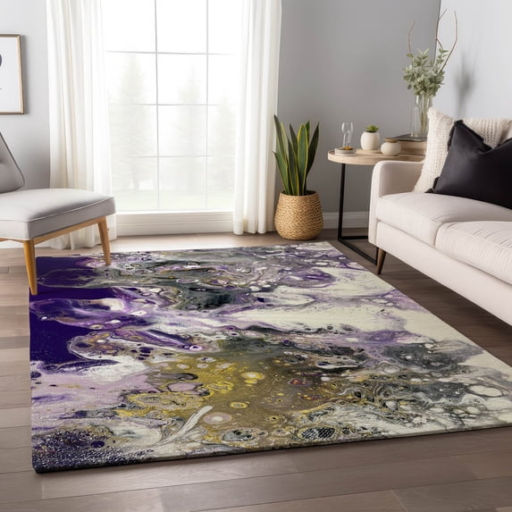 Addison Rugs Mayfield Washable Contemporary Abstract Amethyst Rectangle Rug, 9' x 12'