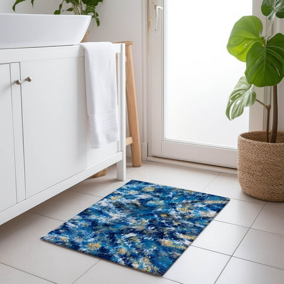 Addison Rugs Mayfield Washable Contemporary Abstract Blue Rectangle Rug, 1'8" x 2'6"