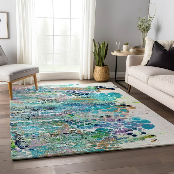 Addison Rugs Mayfield Washable Contemporary Abstract Mermaid Rectangle Rug, 10' x 14'