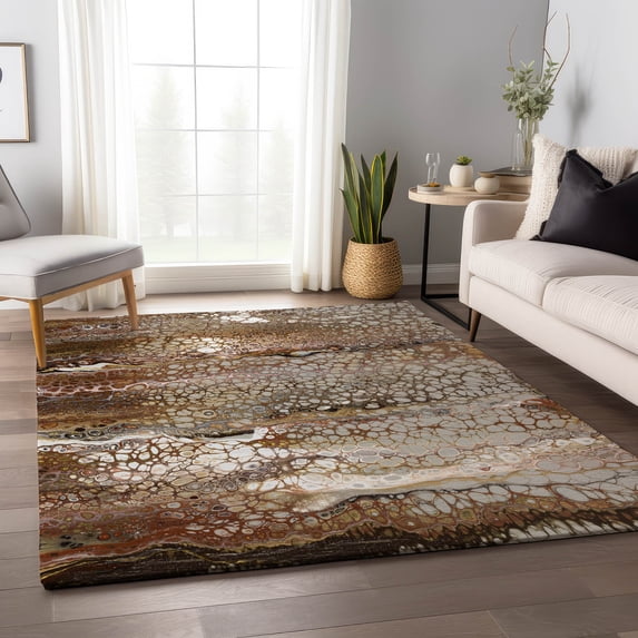 Addison Rugs Mayfield Washable Contemporary Abstract Riverbed Rectangle Rug, 3' x 5'