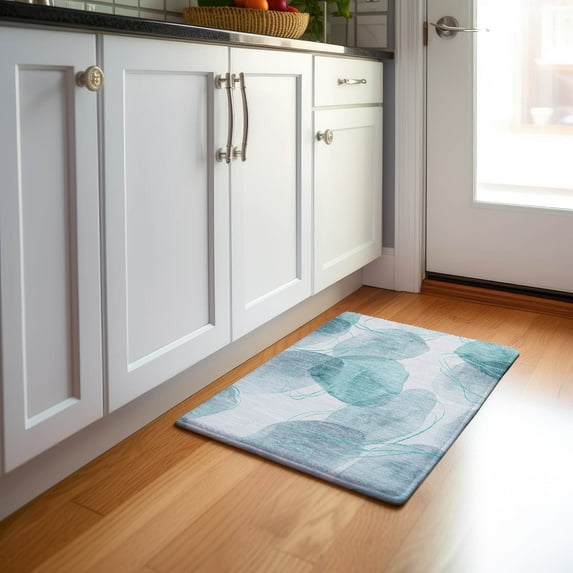 Addison Rugs Mayfield Washable Contemporary Organic Teal Rectangle Rug, 1'8" x 2'6"