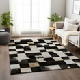 thumbnail image 1 of Addison Rugs Mayfield Washable Cowhide Boxes Black Rectangle Rug, 3' x 5', 1 of 6