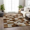 thumbnail image 1 of Addison Rugs Mayfield Washable Cowhide Boxes Brown Rectangle Rug, 5' x 7'6", 1 of 6