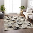 thumbnail image 1 of Addison Rugs Mayfield Washable Cowhide Boxes Granite Rectangle Rug, 3' x 5', 1 of 6