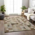 thumbnail image 1 of Addison Rugs Mayfield Washable Cowhide Boxes Taupe Rectangle Rug, 5' x 7'6", 1 of 6