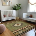 thumbnail image 1 of Addison Rugs Mayfield Washable Southwest Aztec Green Rectangle Rug, 3' x 5', 1 of 6