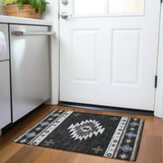Addison Rugs Mayfield Washable Southwest Aztec Midnight Rectangle Rug, 18 x 26