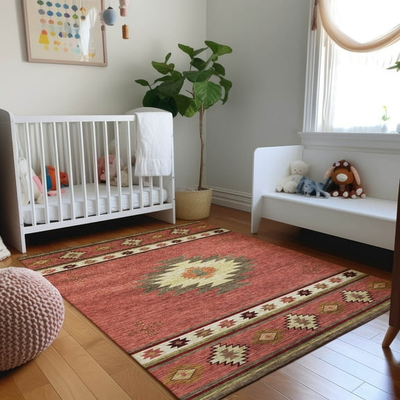 Addison Rugs Mayfield Washable Southwest Aztec Spice Rectangle Rug, 10' x 14'