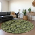 thumbnail image 1 of Addison Rugs Mayfield Washable Traditional Oriental Olive Round Rug, 8' x 8', 1 of 5