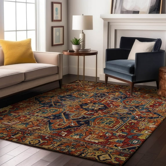 Addison Rugs Mayfield Washable Traditional Oriental Paprika Rectangle Rug, 5' x 7'6"
