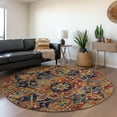 thumbnail image 1 of Addison Rugs Mayfield Washable Traditional Oriental Paprika Round Rug, 8' x 8', 1 of 5