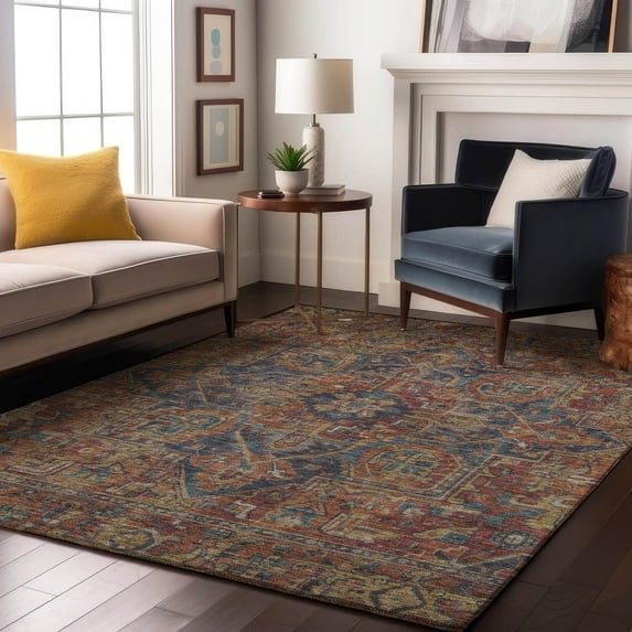 Addison Rugs Mayfield Washable Traditional Oriental Red Rectangle Rug, 5' x 7'6"