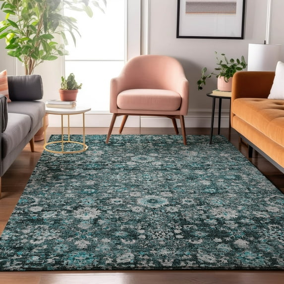 Addison Rugs Mayfield Washable Traditional Oriental Teal Rectangle Rug, 2'6" x 3'10"