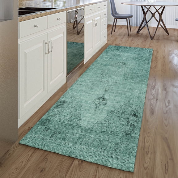 Addison Rugs Mayfield Washable Traditional Oriental Teal Runner Rug, 2'3" x 7'6"