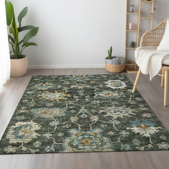 Addison Rugs Mayfield Washable Traditional Ornate Forest Rectangle Rug, 8' x 10'