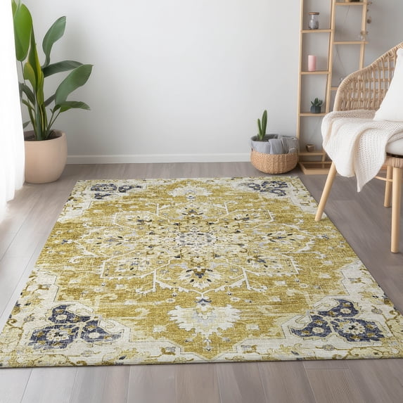Addison Rugs Mayfield Washable Traditional Ornate Gilded Rectangle Rug, 3' x 5'