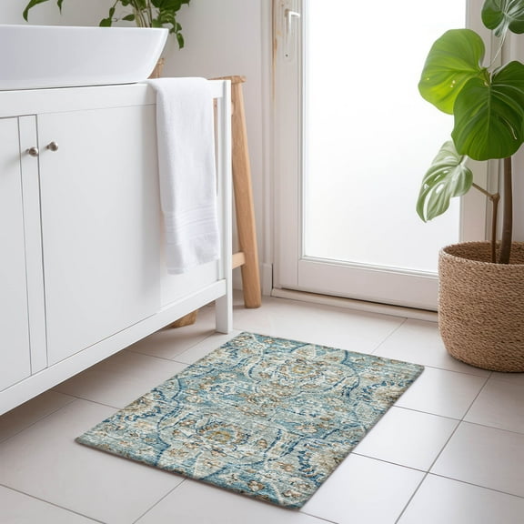 Addison Rugs Mayfield Washable Traditional Ornate Peacock Rectangle Rug, 1'8" x 2'6"