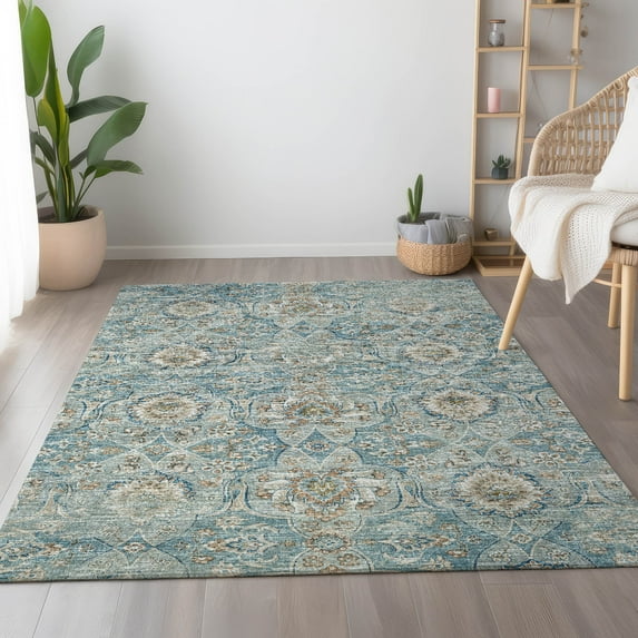 Addison Rugs Mayfield Washable Traditional Ornate Peacock Rectangle Rug, 9' x 12'