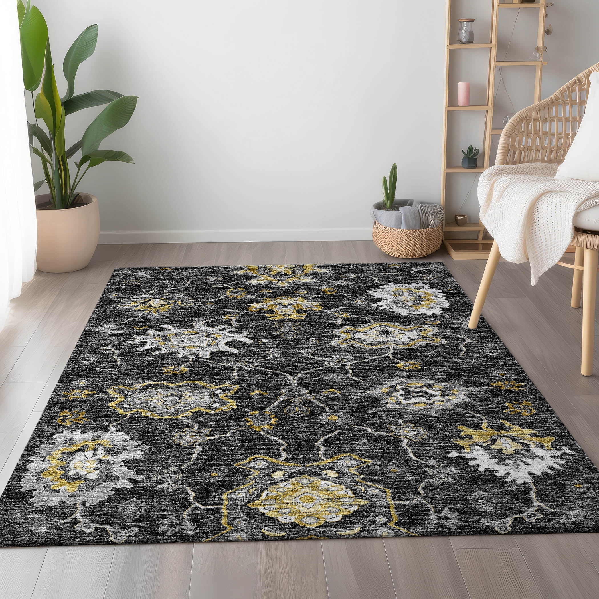 Addison Rugs Mayfield Washable Traditional Ornate Shadow Rectangle Rug ...