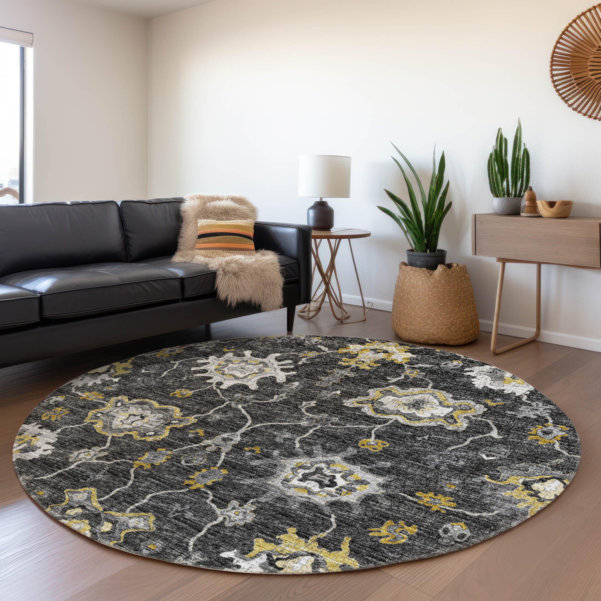 Shadow Custom Rug Addison Rugs Mayfield Washable Traditional Ornate Shadow Round Rug, 8 ...