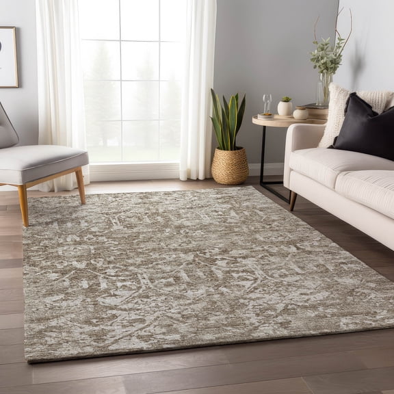 Addison Rugs Mayfield Washable Traditional Serpentine Taupe Rectangle Rug, 5' x 7'6"