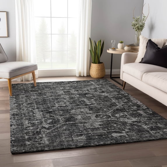 Addison Rugs Mayfield Washable Traditional Tribal Medallion Black Rectangle Rug, 2'6" x 3'10"