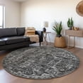 thumbnail image 1 of Addison Rugs Mayfield Washable Traditional Tribal Medallion Black Round Rug, 8' x 8', 1 of 5