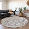 thumbnail image 1 of Addison Rugs Mayfield Washable Traditional Tribal Medallion Mocha Round Rug, 8' x 8', 1 of 5