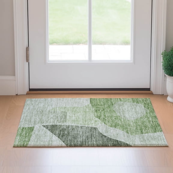 Addison Rugs Mayfield Washable Transitional Abstract Aloe Rectangle Rug, 1'8" x 2'6"