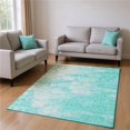 thumbnail image 1 of HomeRoots 656745 8 x 10 ft. Aqua & Ivory Abstract Transitional Washable Machine Made Rectangle Area Rug with UV Protection, 1 of 9