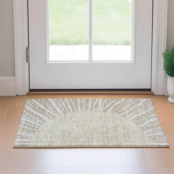 Addison Rugs Mayfield Washable Transitional Abstract Beige Rectangle Rug, 1'8" x 2'6"