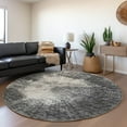 thumbnail image 1 of Addison Rugs Mayfield Washable Transitional Abstract Black Round Rug, 8' x 8', 1 of 5
