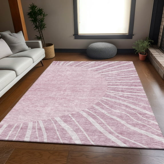 Addison Rugs Mayfield Washable Transitional Abstract Blush Rectangle Rug, 3' x 5'