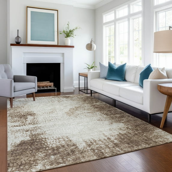 Addison Rugs Mayfield Washable Transitional Abstract Brown Rectangle Rug, 2'6" x 3'10"
