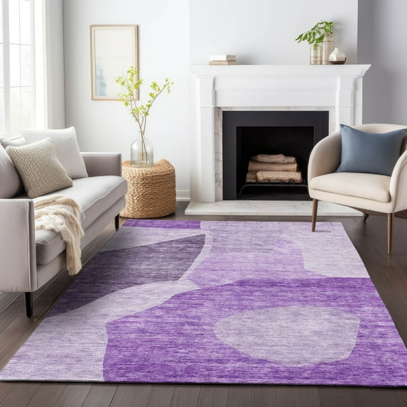 Addison Rugs Mayfield Washable Transitional Abstract Eggplant Rectangle Rug, 9' x 12'