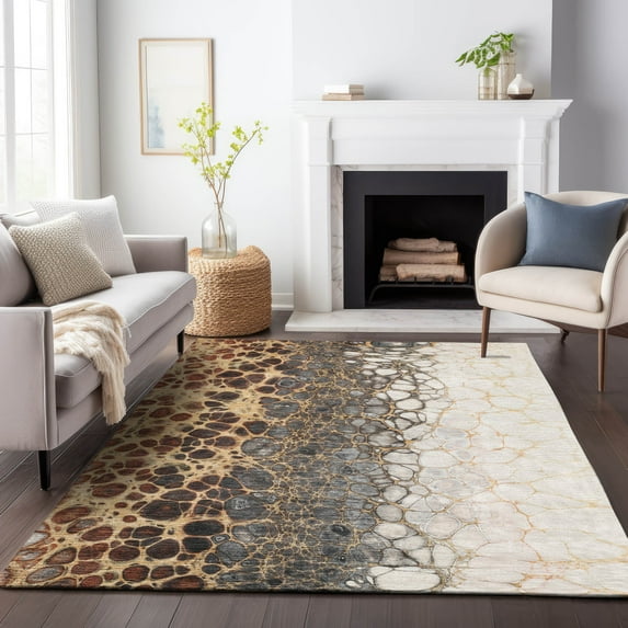 Addison Rugs Mayfield Washable Transitional Abstract Ivory Rectangle Rug, 8' x 10'