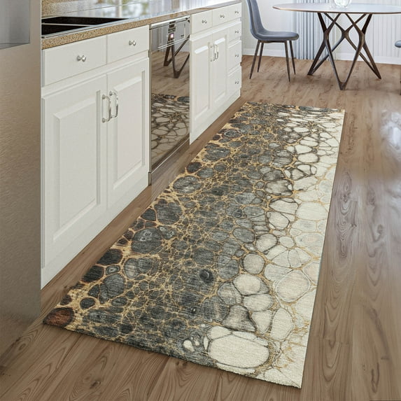 Addison Rugs Mayfield Washable Transitional Abstract Ivory Runner Rug, 2'3" x 7'6"
