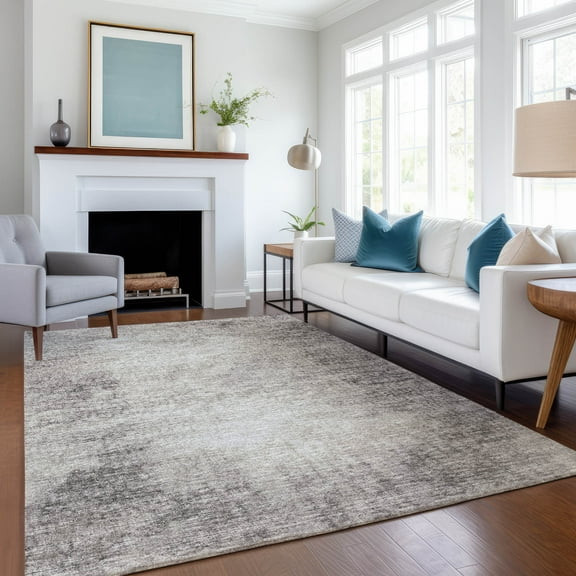 Addison Rugs Mayfield Washable Transitional Abstract Mocha Rectangle Rug, 10' x 14'