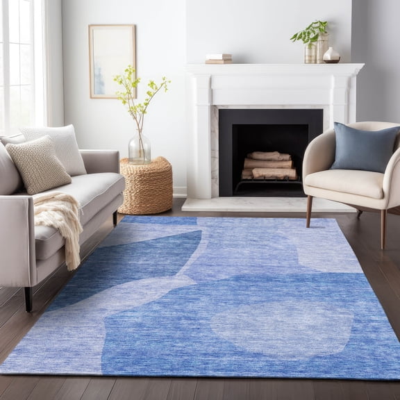 Addison Rugs Mayfield Washable Transitional Abstract Navy Rectangle Rug, 10' x 14'