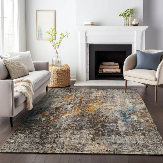 Addison Rugs Mayfield Washable Transitional Abstract Taupe Rectangle Rug, 10' x 14'