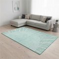 thumbnail image 1 of HomeRoots 655419 8 x 10 ft. Teal & Ivory Abstract Transitional Washable Machine Made Rectangle Area Rug with UV Protection, 1 of 6