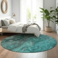 thumbnail image 1 of Addison Rugs Mayfield Washable Transitional Abstract Teal Round Rug, 8' x 8', 1 of 5