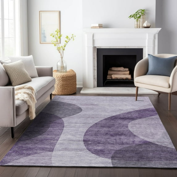 Addison Rugs Mayfield Washable Transitional Art Deco Purple Rectangle Rug, 9' x 12'