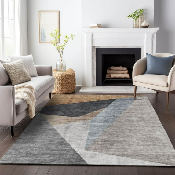 Addison Rugs Mayfield Washable Transitional Art Deco Taupe Rectangle Rug, 2'6" x 3'10"