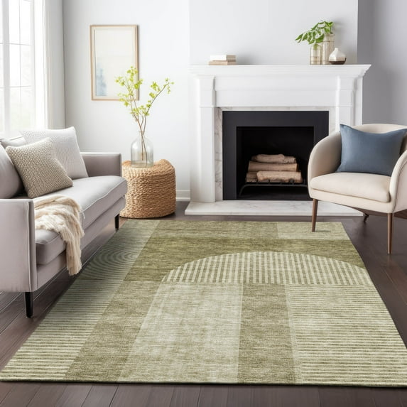 Addison Rugs Mayfield Washable Transitional Art Deco Taupe Rectangle Rug, 2'6" x 3'10"
