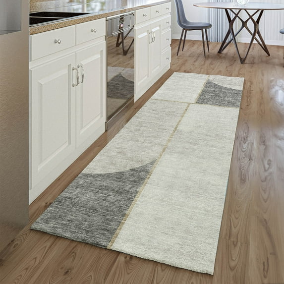 Addison Rugs Mayfield Washable Transitional Art Deco Taupe Runner Rug, 2'3" x 7'6"