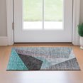 thumbnail image 1 of Addison Rugs Mayfield Washable Transitional Art Deco Teal Rectangle Rug, 1'8" x 2'6", 1 of 5